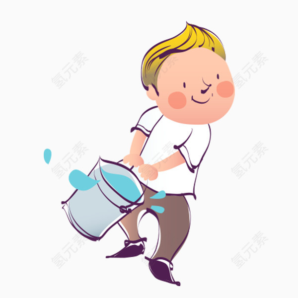 提着水的男孩