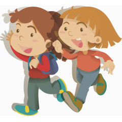 奔跑的小朋友矢量图