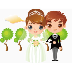 现卡通代婚礼插画