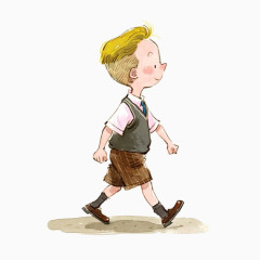 卡通男孩走路