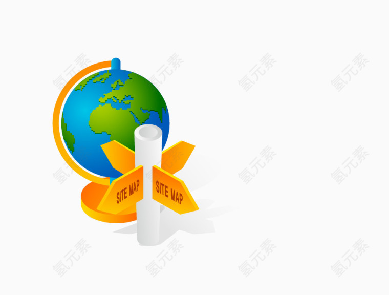卡通蓝色地球仪