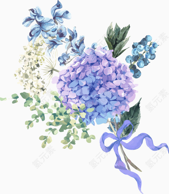 水彩植物树叶装饰手绘花纹