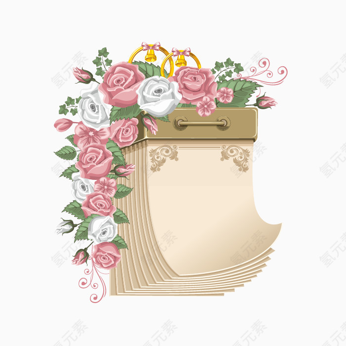矢量玫瑰花年历