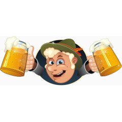 拿着啤酒的卡通牛仔男