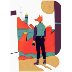 彩绘动物头和人的身体图案