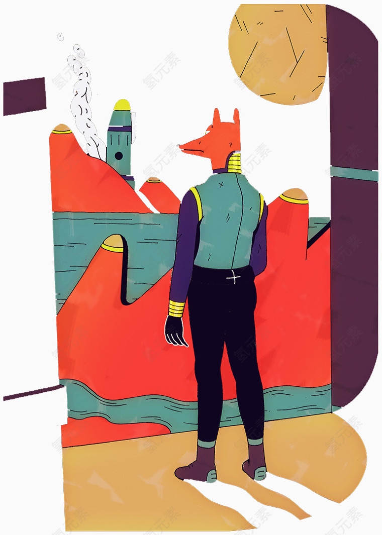 彩绘动物头和人的身体图案