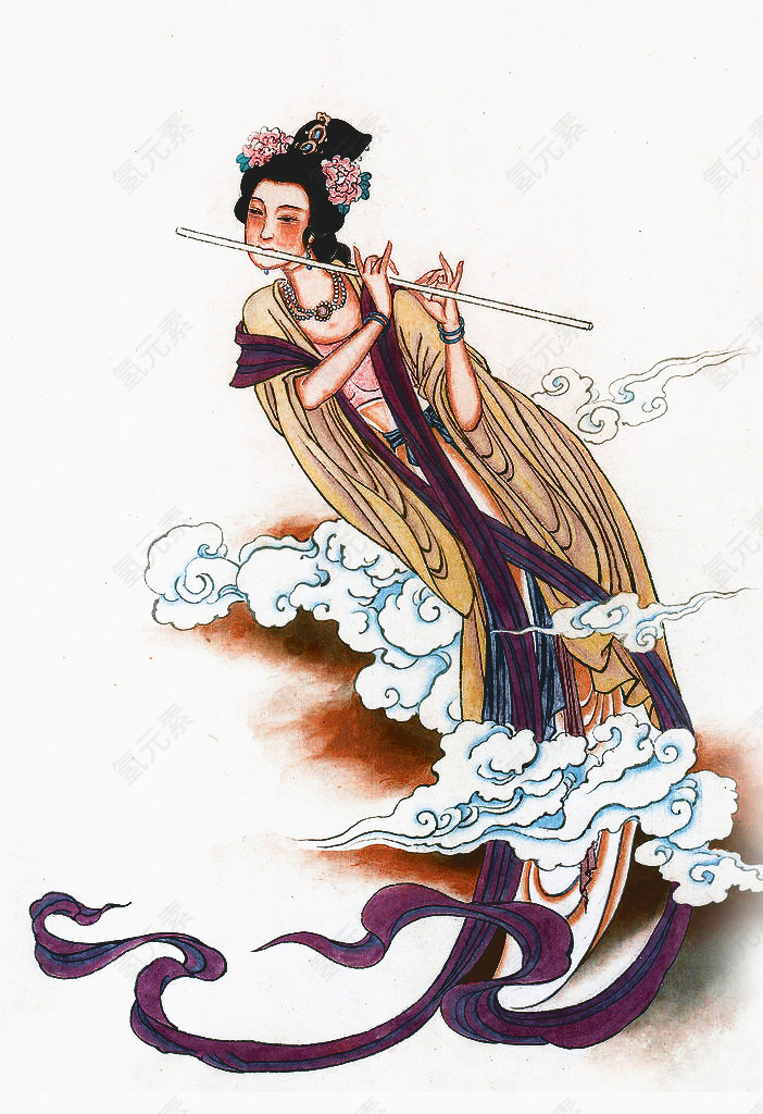 美女吹笛子