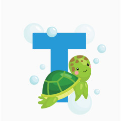 乌龟动物造型可爱字母T