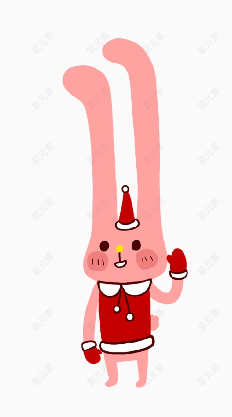 卡通粉色长耳朵兔子