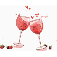 卡通手绘情侣酒杯