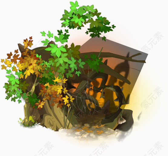 手绘树木素材树木背景元素