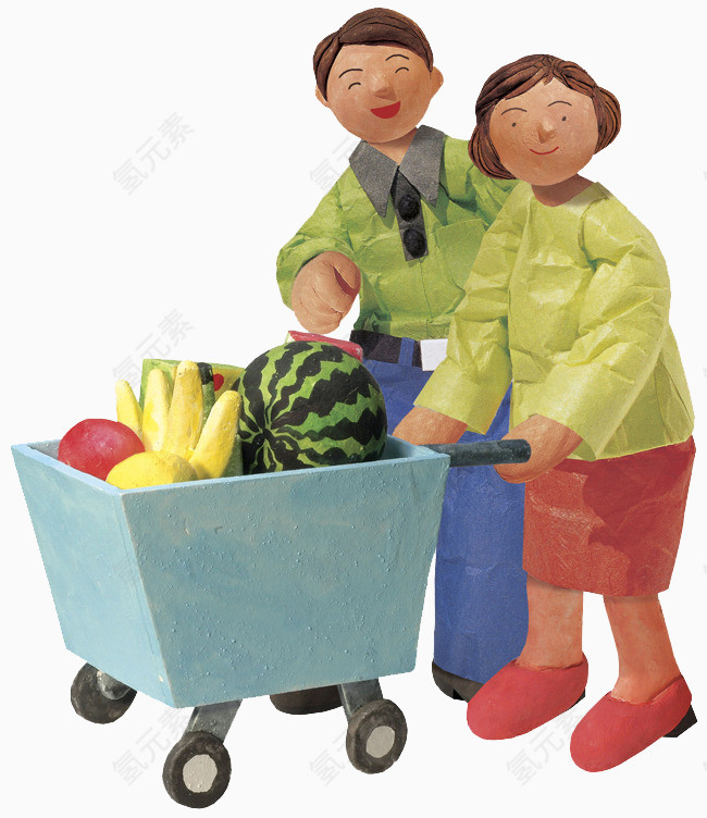 夫妻超市购物买水果