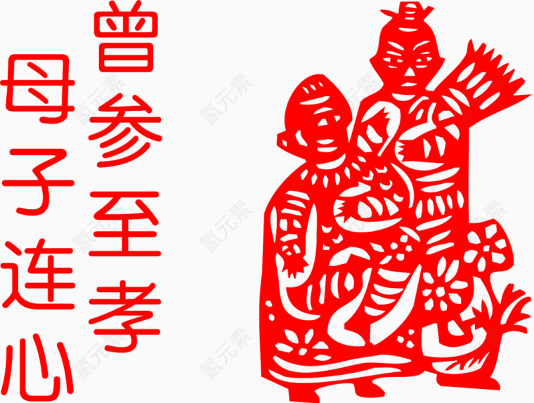 二十四孝母子连心剪纸