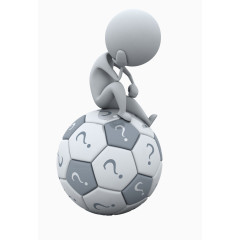 3D剪影手绘3D 坐在球上思考的小人