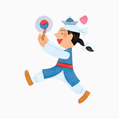 手绘韩国传统男性舞蹈