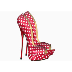 红色白点高跟鞋