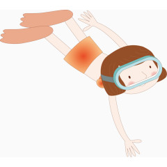 潜水小女孩卡通人物卡通手绘装饰元素