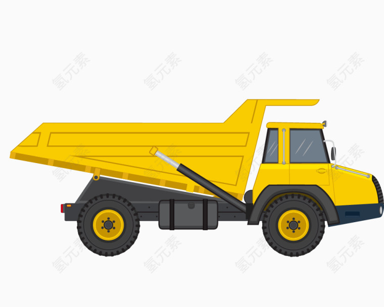 卡通逼真手绘黄色运货车