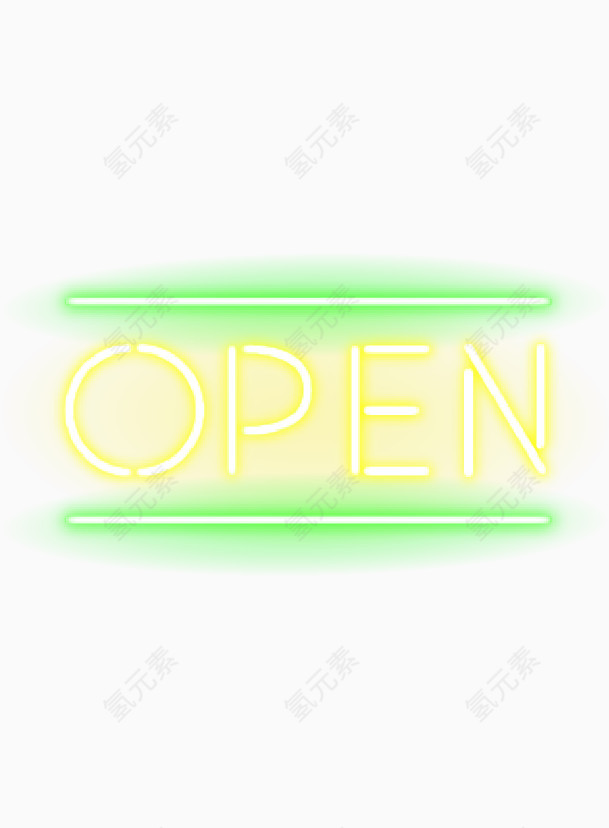 open开业绿色霓虹灯