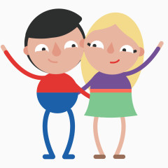 爱心情侣卡通设素材