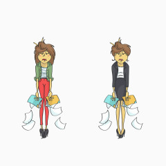 蓬头垢面的工作女生