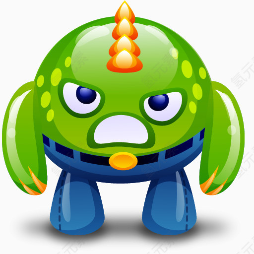 绿色怪物生气可爱的怪物图标