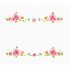 清新玫瑰花分割线边框