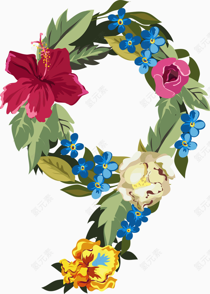   创意数字花环字9