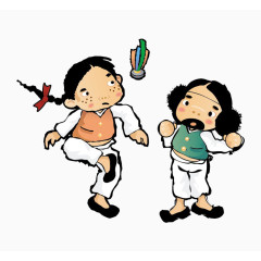 卡通踢毽子的小人