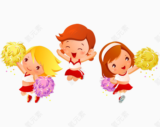 卡通手绘人物儿童跳舞