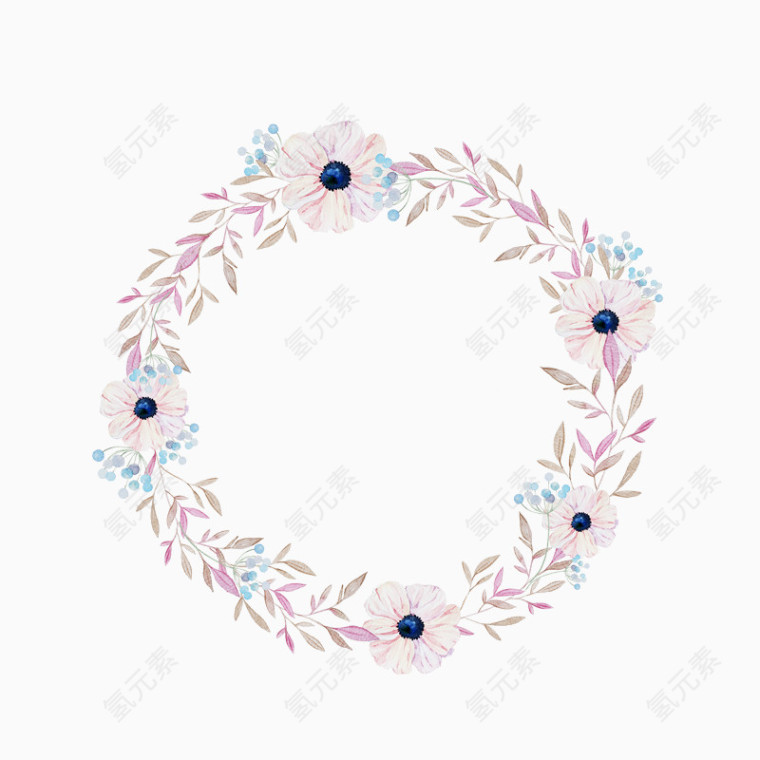 精美手绘花卉圆环边框