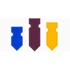 矢量标签扁平蓝色黄色紫红色