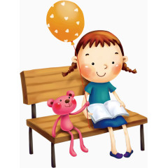 卡通女孩和小熊