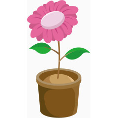 矢量粉色花朵盆栽