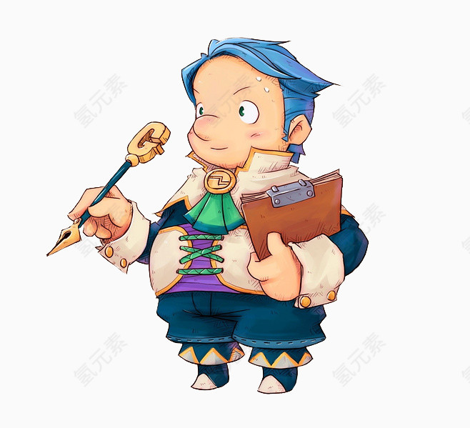  可爱卡通手绘书写先生