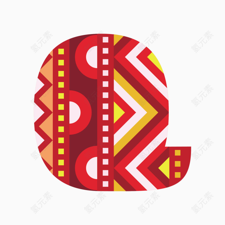 民族风几何图案字母Q