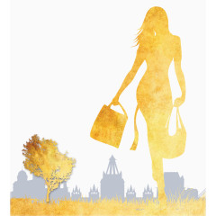 卡通抽象购物女郎