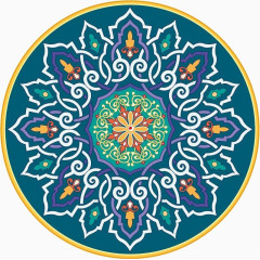 精美花瓣勾纹圆盘花纹免扣图案