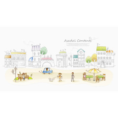 简约休闲场所插画