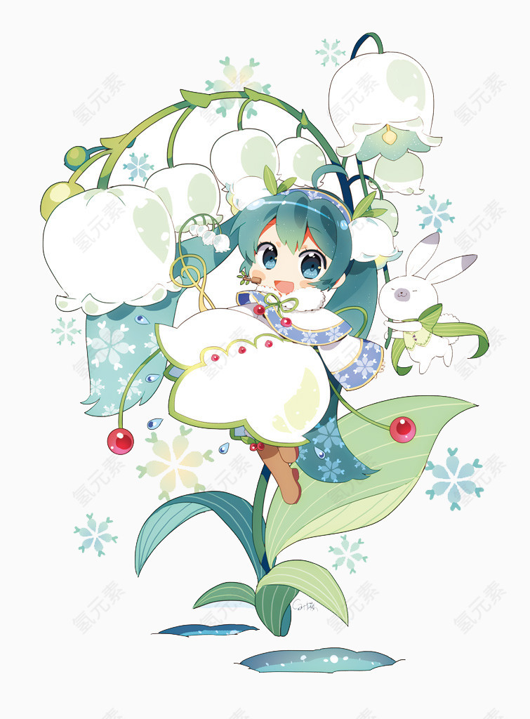 花朵上的小女孩