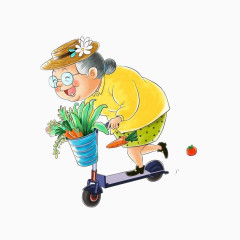 骑独轮车买菜的婆婆