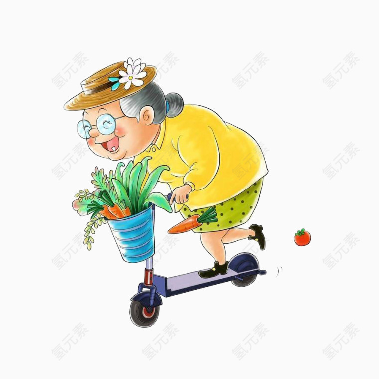 骑独轮车买菜的婆婆