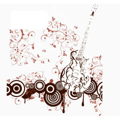 潮流花纹吉他乐器矢量素材