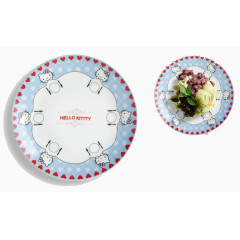 蓝色hellokitty猫头餐盘