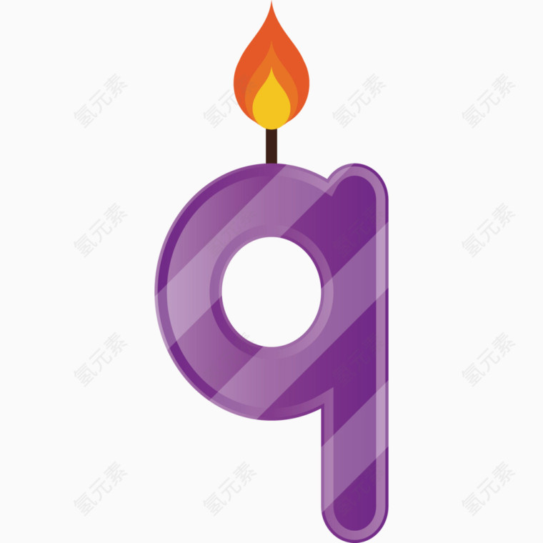 卡通手绘字母q蜡烛 
