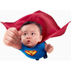 超人红色风衣拳头小孩