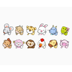 矢量十二生肖标签