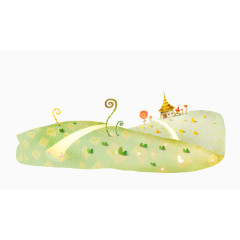清新手绘村庄插画