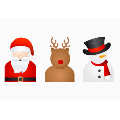 圣诞老人麋鹿与雪人