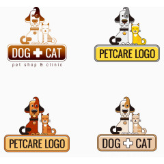 卡通手绘猫和狗宠物店标志